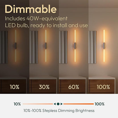 ALAMPEVER Wall Sconce with T10 Bulbs, Modern Bathroom Wall Sconces, Clean Lines Design, Dimmable Wall Light for Bedroom, Living Room, Hallway, Entryway, Café, and Bar