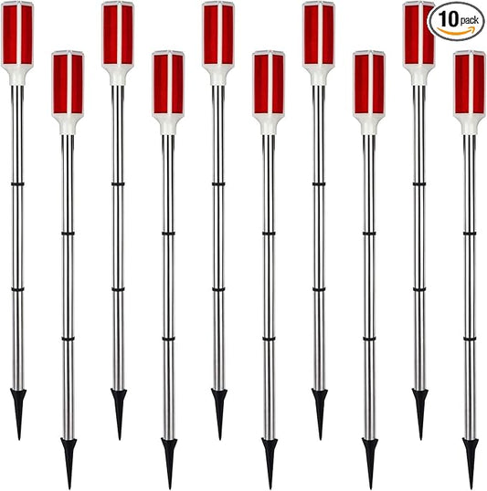 10 PCS Solar Powered Driveway Markers Reflective Red Landscape Reflectors Driveway Reflectors Solar Driveway Lights for Snow Road Outdoor Yard Parking Sidewalk Driveway Entrance