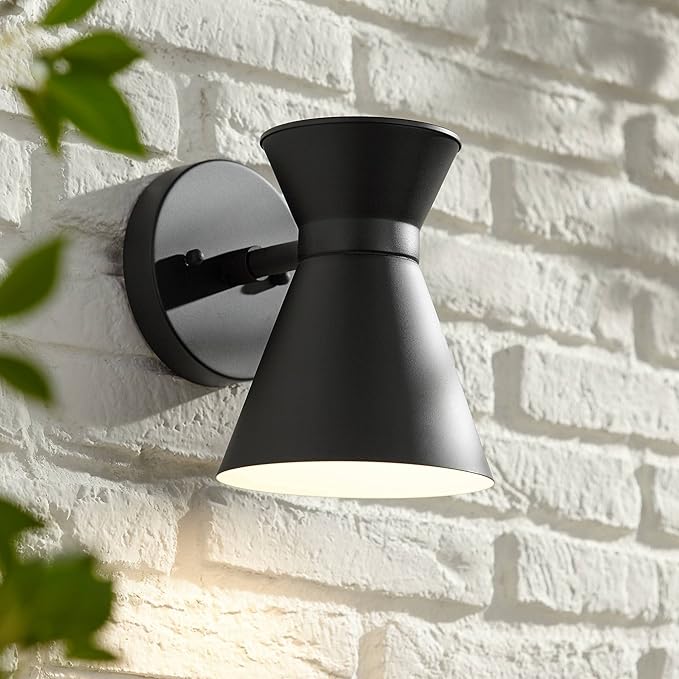 John Timberland Vance 8" High Modern Outdoor Wall Light Fixture Mount Porch House Exterior Outside LED Bulb Swivel Weatherproof Dark Sky Black Metal Front Door Patio Garage Home Deck Garden Backyard