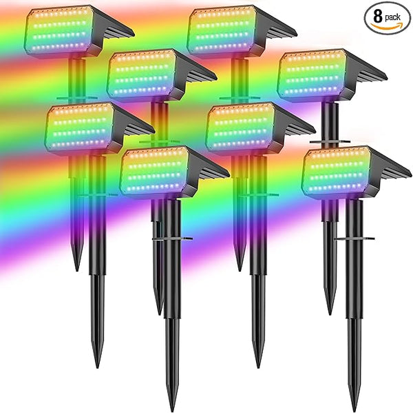 LANSOW Solar Spot Lights Outdoor Color Changing, 8Pack/7 Modes Waterproof Solar Christmas Landscape Spotlights, LED | Lumora