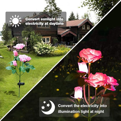 Outdoor Solar Garden Stake Lights, Outdoor Decorative Rose Flowers Lights Waterproof Solar Powered for Patio, Lawn, Garden, Yard Decoration