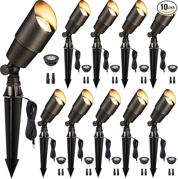 Gardenreet LED Low Voltage Spotlight - 12V AC/DC Bronze Outdoor Light Fixture, Brass Landscape Lights Hardwired | Lumora
