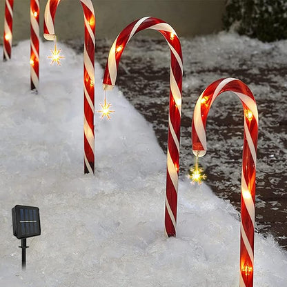 Solar Garden Lights Outdoor Decor, Candy Cane Outdoor Landscape Lights 15in, 8 Pack LED Lighted Christmas Path Lights String End-to-End Plug in Waterproof Outside Candy Xmas Decorations