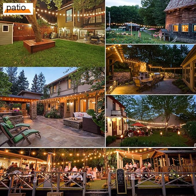 Outdoor String Lights LED 100FT Commercial Grade Heavy Duty Light String Lights with 30 Sockets 32 Shatterproof | Lumora