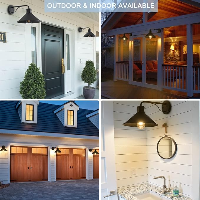 12in Matte Black Outdoor Wall Lights, Modern Farmhouse Porch Wall Light Fixtures Wall Mount, Exterior E26 Barn | Lumora