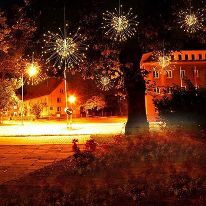4 Pack 480 LED Firework Copper Wire Lights, Fairy Twinkle Solar String Lights with 8 Modes Starburst for Christmas, Birthday, Bedroom, Corridor, Patio, Garden, Wedding