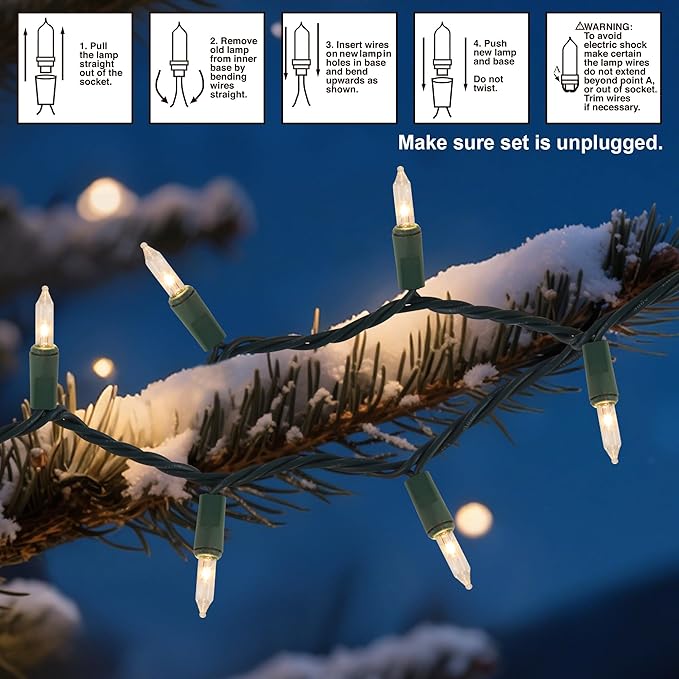 2 Pack Clear Christmas String Lights, 100 Count Each, Incandescent Mini Christmas Lights, Connectable Xmas Tree Light for Indoor Outdoor Garland Birthday Holiday Wedding Festival Party