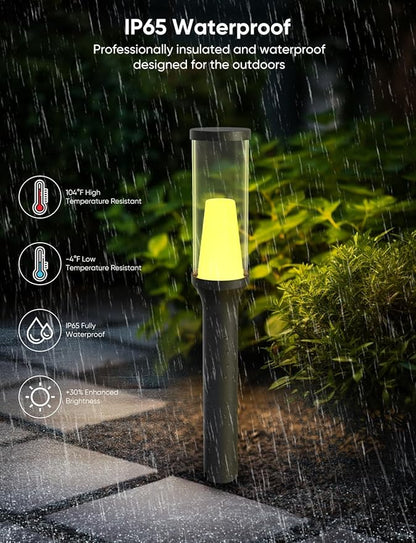 APPECK Pathway Lights Outdoor 800LM, RGBCW Low Voltage Landscape Lighting, Smart APP and Alexa Control, IP65 Waterproof, Color Changing Walkway Lights for Garden, Yard, Patio, Christmas, 6 Pack