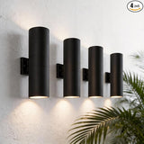 mirrea 18" Modern Outdoor Porch Light Patio Light in 2 Lights with Aluminum Cylinder and Tempered Glass Cover | Lumora