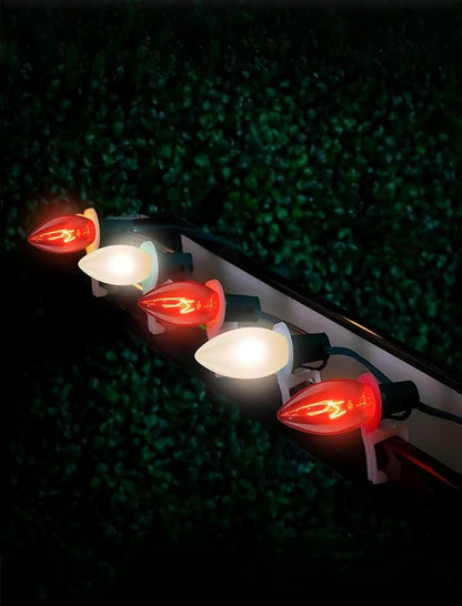 25ft C9 Red and White Christmas Lights,Waterproof C9 Christmas String Lights with 26 Red White Bulbs,Commercial Xmas Lights Outdoor for Garden House Xmas Garland Tree Decorations