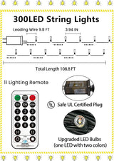 300 LED 99 FT Color Changing Christmas Lights with Remote and Timer, Fairy String Lights with 11 Lighting Modes & | Lumora