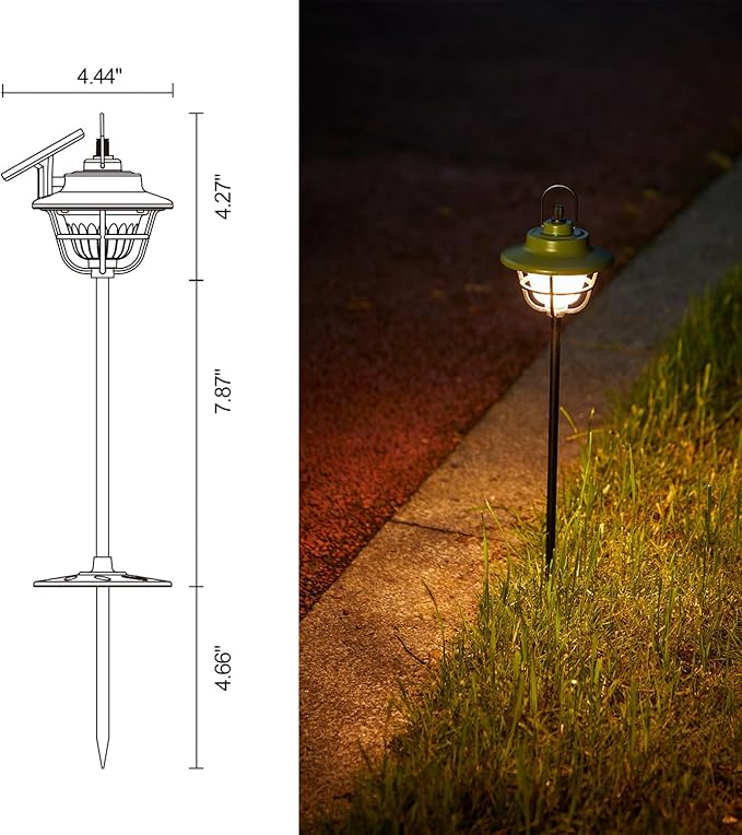 SUNREI Multipurpose Solar Light, Automatic Sensing Outdoor Solar Lights, Infinite Dimming, 35h Battery Life, Type-C Charging, Ipx6 Waterproof for Courtyards, Lawns, Gardens, Pathway, Indoor, etc