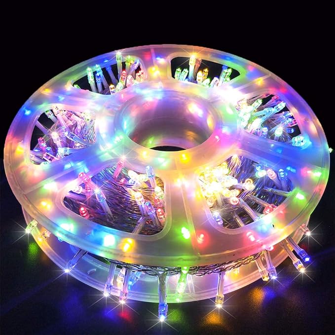 Xmas Lights String Lights 500 LED 165feet 8 Modes Plug in String Lights 30V Fairy Lights Home Garden Party Wedding Xmas Tree Bedroom Window Curtain Decoration(Multicolor)