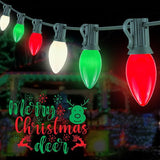 25Ft C9 LED Christmas Lights Outdoor Indoor, Multicolor Red Green White Vintage String Lights, Connectable Holiday | Lumora