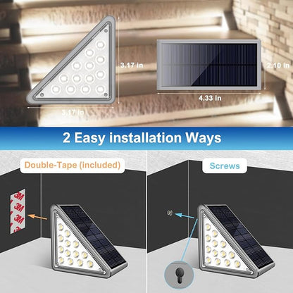 Grey Solar Step Light Outdoor Stair Lights, Deck Lights Outdoor Powered IP65 Waterproof, 6500K Cool White Solar Outdoor Step Light, Decor for Stair, Deck, Step,Porch and Outside Patio, 12 Pack