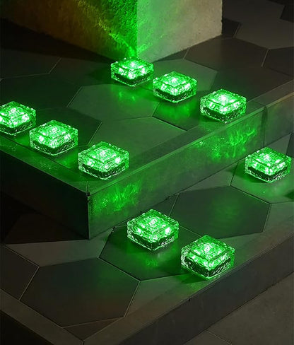 keeda Solar Brick Lights Waterproof Solar Path Ice Cube Lights Outdoor LED Decorative Ice Block Floor Tile Lights for Garden, Pathway, Patio, Walkway (Green, Pack of 1)