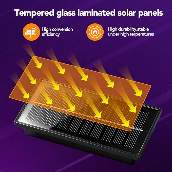Solar Fence Lights Outdoor 2Pack, Warm White & 6 Color Change and Glass Panel, Waterproof High Brightness Solar LED | Lumora