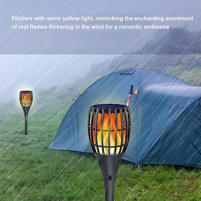 flexman Solar Torch Lights, Warm Yellow Waterproof Solar Powered Flame Torches Outdoor Lights, Outdoor Solar Lights for Lawn, Garden, Flower Pots, Benches, Pathways