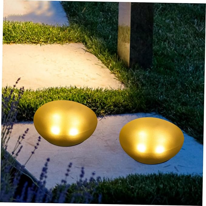 NUOBESTY Outdoor Solar Pebble-Shaped Garden Light Warm Light Decorative Solar Pathway Lamp for Garden Patio Lawn and Walkway Ambiance