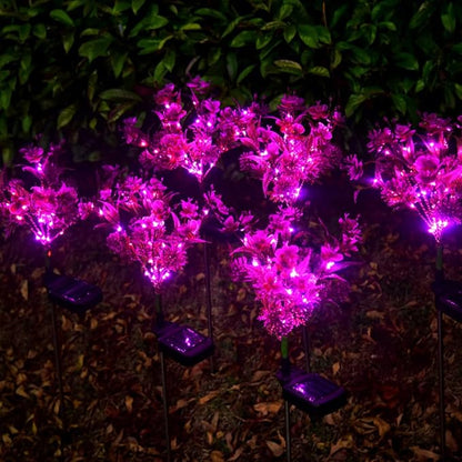 2 Pcs Solar Garden Lights Outdoor Decorative Butterfly Orchid Stake Lamps Waterproof LED Lawn Path Lighting for Patio and Yard
