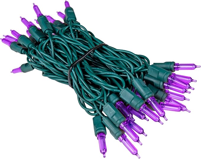 Novelty Lights Vintage Style T5 Warm White LED Christmas Lights, 11.5 Feet Green Wire String of 35 Mini Bulbs, UL Listed Indoor/Outdoor Tree Lighting