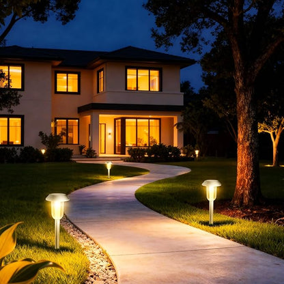 Solar Pathway Lights Outdoor, 8 Pack Solar Powered Garden Lights, 3000K Warm White LED, Waterproof Walkway Decor Landscape Lighting, Auto On/Off, Outdoor Path Light for Garden, Yard, Driveway, Lawn