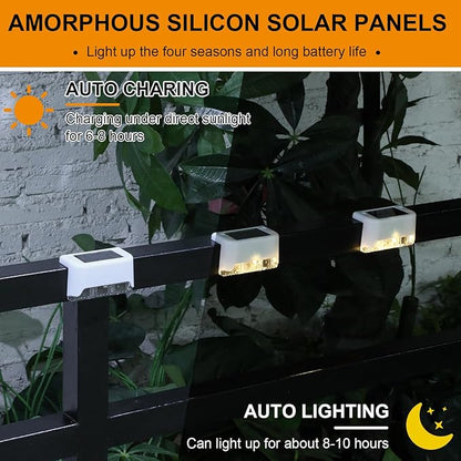 Geelin 32 Pcs Solar Deck Lights Outdoor, Waterproof LED Solar Step Fence Lights for Stairs, Step, Railing, Patio, Driveway, Garden, Pathway and Yard(White Shell Warm White Light)