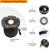 Gardenreet Landscape Low Voltage Well Light - Brass Electric in-Grade Lighting, 12V Wired Replaceable Bulb LED | Lumora
