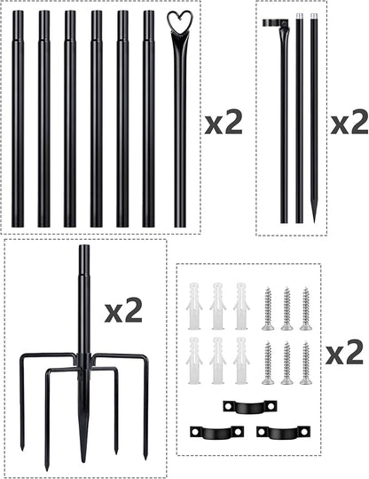 XDW-GIFTS String Light Pole - Steel Poles for Outdoor String Lights Hanging, Garden, Backyard, Patio Lighting Stand for Parties, Christmas, Wedding, 2 Pack