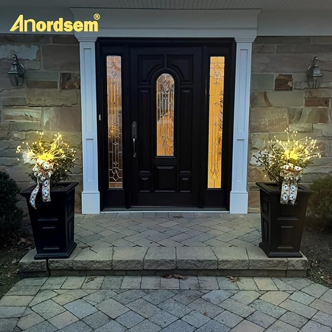 Anordsem Solar Garden Lights Outdoor: 4 Pack Bendable Copper Wire with 120 LED Firework Beads - Waterproof DIY Fairy Warm Decorating Yard Patio - Gardening Gifts for Parents Homeowner