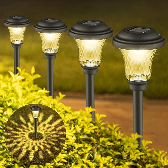 Solar Pathway Lights Outdoor 15 Lumens Solar Yard Lights Waterproof Auto On/Off Warm Light for Walkway Yard Backyard Lawn Landscape Lighting Decor, Pack of 6