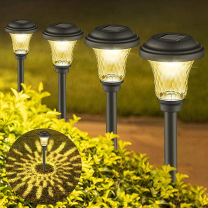 Solar Pathway Lights Outdoor 15 Lumens Solar Yard Lights Waterproof Auto On/Off Warm Light for Walkway Yard Backyard Lawn Landscape Lighting Decor, Pack of 6