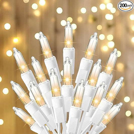 TW SHINE Christmas Lights Warm White, 2Pack 40FT 200 Count Incandescent White Wire Christmas Mini String Lights, Waterproof Xmas String Lights for Outdoor Indoor Home Party Yard Decorations