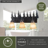 VAXCEL Yosemite 3-Light 24.75 inch Wide Burnished Bronze Rustic Cabin Bathroom Vanity Lighting Fixture, Amber Flake | Lumora