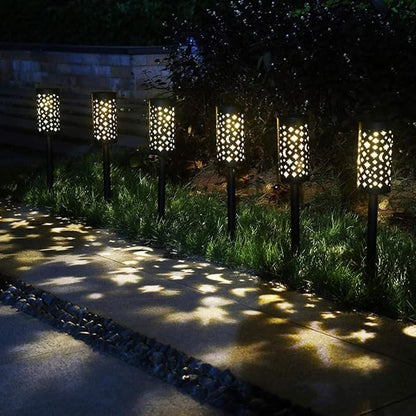 2pcs Solar Lawn Lights Outdoor Projection Lamps Waterproof Hollow Wrought Iron Garden Path Lights with Star and Moon Design for Patio and Yard Decor