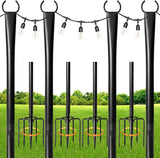 4 Pack String Light Poles for Outdoor,Metal Light Hanging Pole Outside with Fork,Light Stand for Patio, Pergola | Lumora