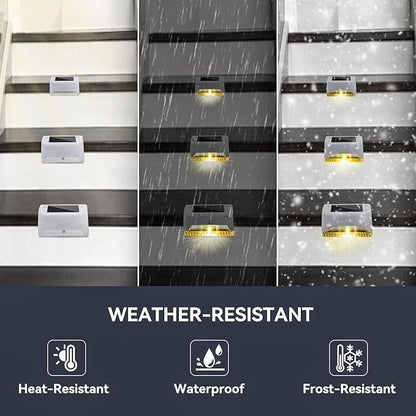 4 Pack Solar Deck Lights Outdoor Small Waterproof LED Step Lamp Outside Decoration Lighting for Stairs, Railing, Fence, Patio, Pool, Balcony, Retaining Wall, Patio, No Drill Instal(White Shell)