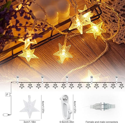 Plug-in Star Light String 33FT 100 Lights with 14pcs Hooks for Indoor Light String Wall Hanging, 8-Mode Star Night Fairy String Lights Can Be Used for Indoor and Outdoor Decoration