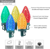 Brightown C9 Christmas String Lights Multicolor, 66ft 100 LED Faceted Christmas Lights on Green Wire, Plug-in Large | Lumora
