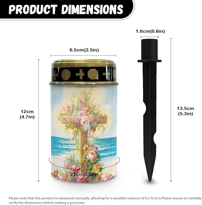 Cemetery Decorations for Grave Beach Solar Cross for Cemetery Grave Waterproof Dusk to Dawn Sensor Solar Grave Lamp for Cemetery 2 Pack