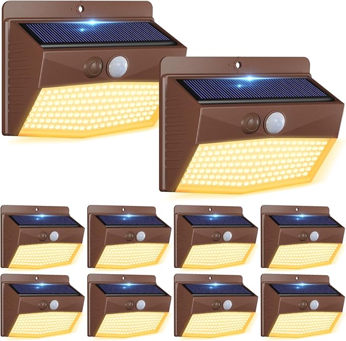Peasur Solar Lights Outdoor Motion Sensor [10 Packs] Security Light with 3 Lighting Modes Wall Lights Waterproof | Lumora