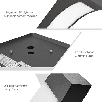 Outdoor Wall Light Porch Light for House,LED Wall Mount Lamp Exterior Lighting Fixture Arc Wall Sconce for Porch Front Door Garden Yard Patio IP54 Waterproof 7.5W 600Lm 3000K (Dark Grey)