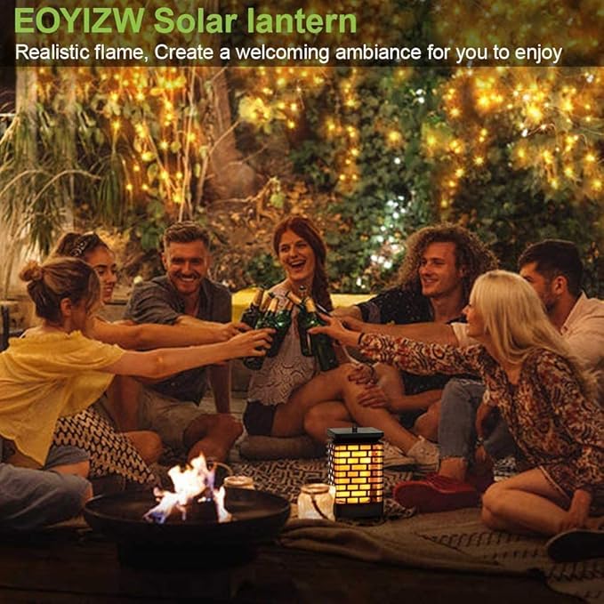 EOYIZW Solar Outdoor Lights 2 Pack- 99 LEDs Flickering Flame Solar Lantern for Garden Decor- IP65 Waterproof Garden | Lumora