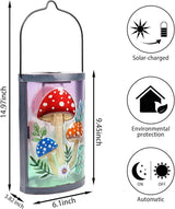 Hanging Solar Lantern Outdoor Waterproof Mushroom Solar Lights Glass Tabletop Decorative Lamp for Outdoor Patio | Lumora