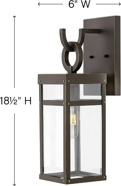 Hinkley Porter 2800OZ Medium Outdoor Wall Mount Lantern - Modern Farmhouse + Arts & Crafts Style, Part of Lisa McDennon Collection - Oil Rubbed Bronze