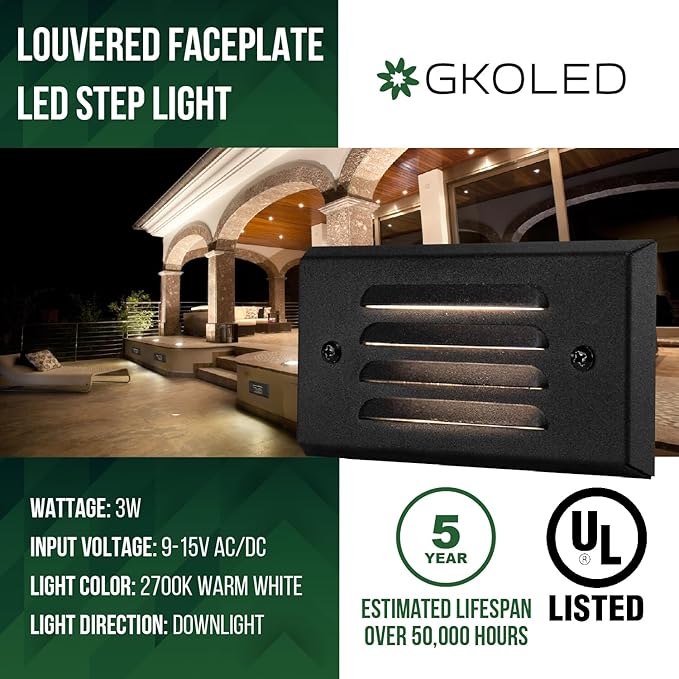 GKOLED 6 Pack Surface Mount Low Voltage LED Step Light and 6 Pack Low Voltage LED Wedge Deck - Outdoor Path Light | Lumora