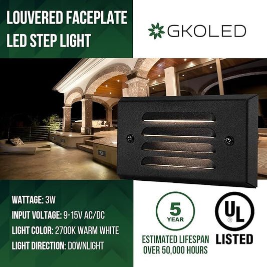 GKOLED 6 Pack Surface Mount Low Voltage LED Step Light and 6 Pack Low Voltage LED Wedge Deck Rail Light