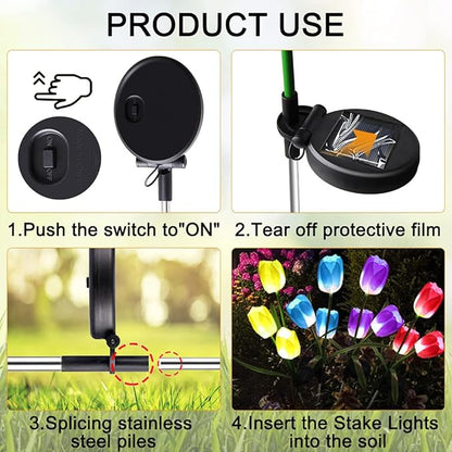 AHNNER Solar Outdoor Lights 2 Pack Tulip Solar Lights Outdoor Garden Decoration for Patio, Yard, Driveway IP65 Waterproof, Dark Sensing Auto On/Off