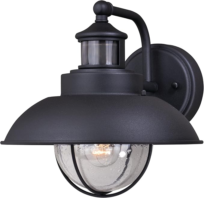 VAXCEL Harwich Black Motion Sensor Dusk to Dawn Coastal Outdoor Wall Light