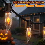50Ft Extra-Long Fall & Halloween String Lights,25 C18 Flicker Flame Bulbs for Outdoor Decor,Waterproof & | Lumora